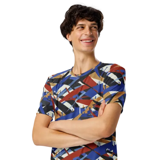 Cobalt Crosswind on a Men's Crew Neck T-Shirt