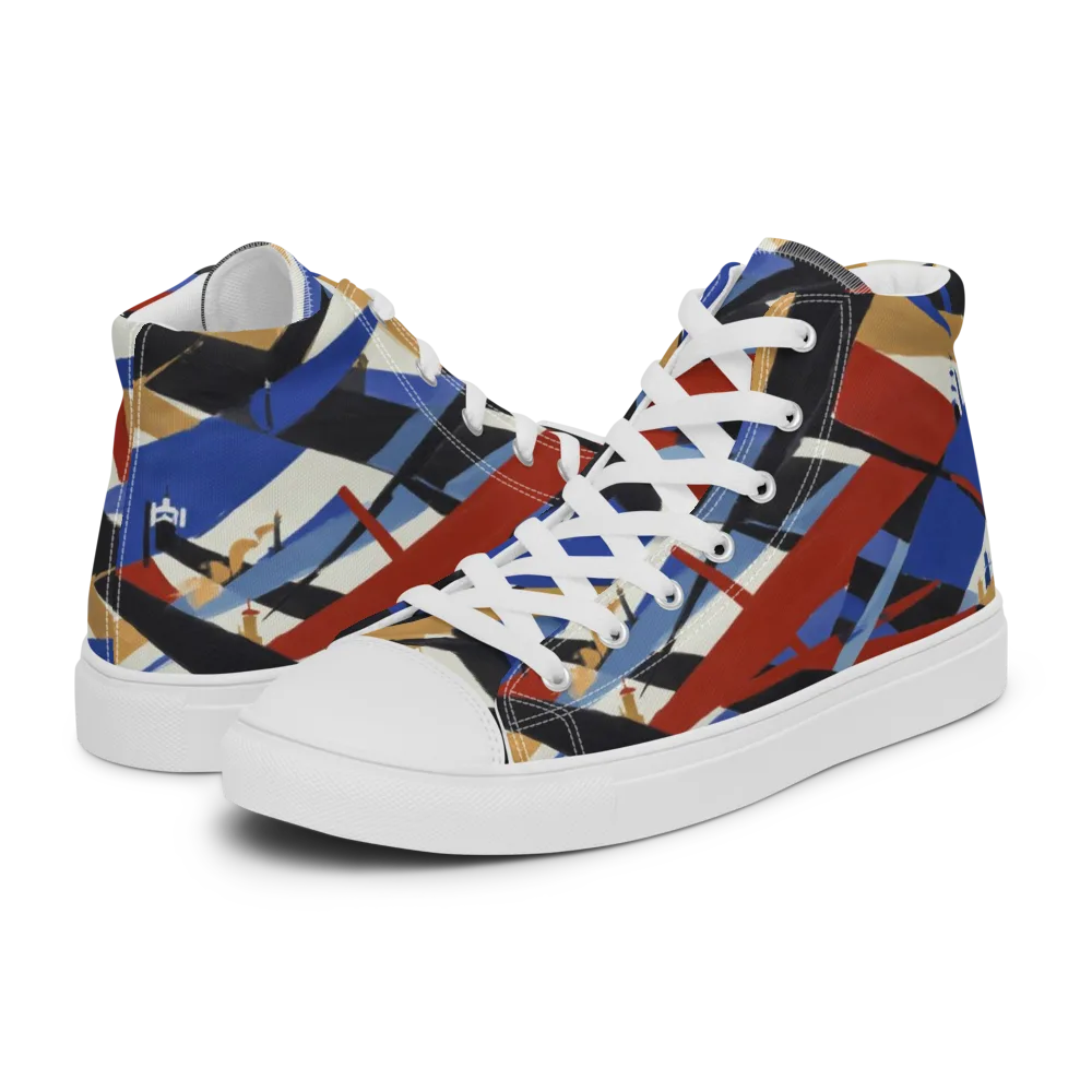 Cobalt Crosswind on Men's High Top Canvas Shoes — Left