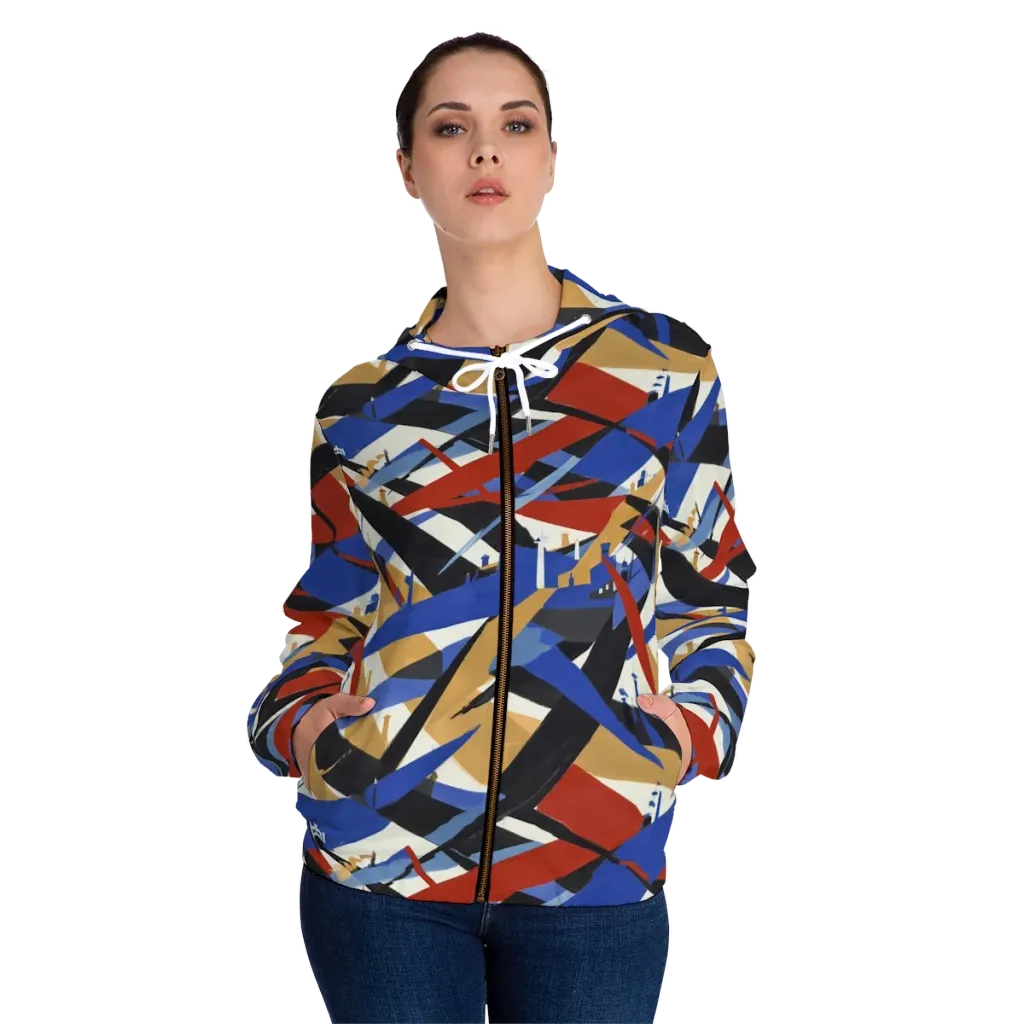 Cobalt Crosswind on Women's Full-Zip Hoodie — Front On Person