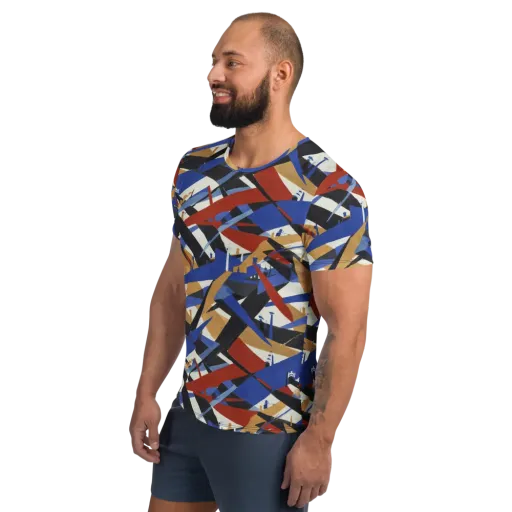 Cobalt Crosswind on a Men's Athletic T-Shirt