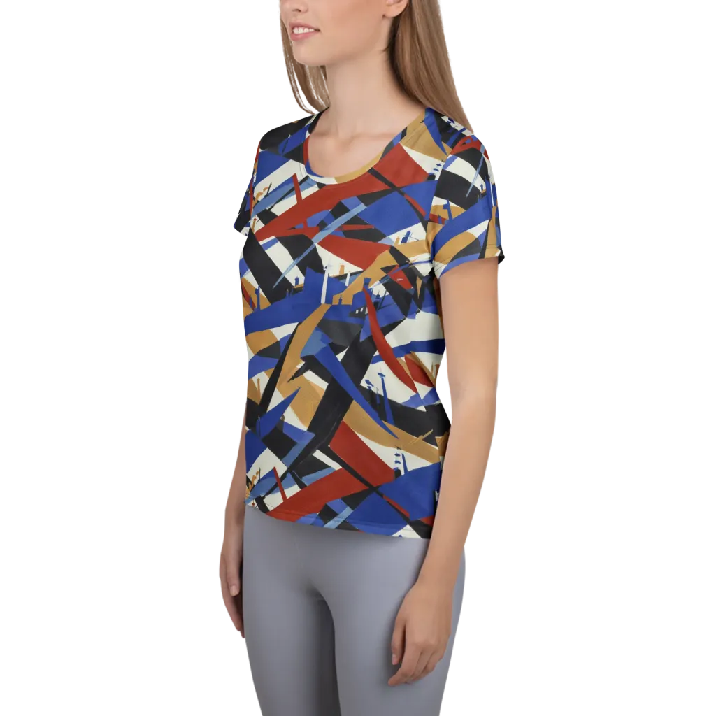 Cobalt Crosswind on Women's Athletic T-Shirt — Left
