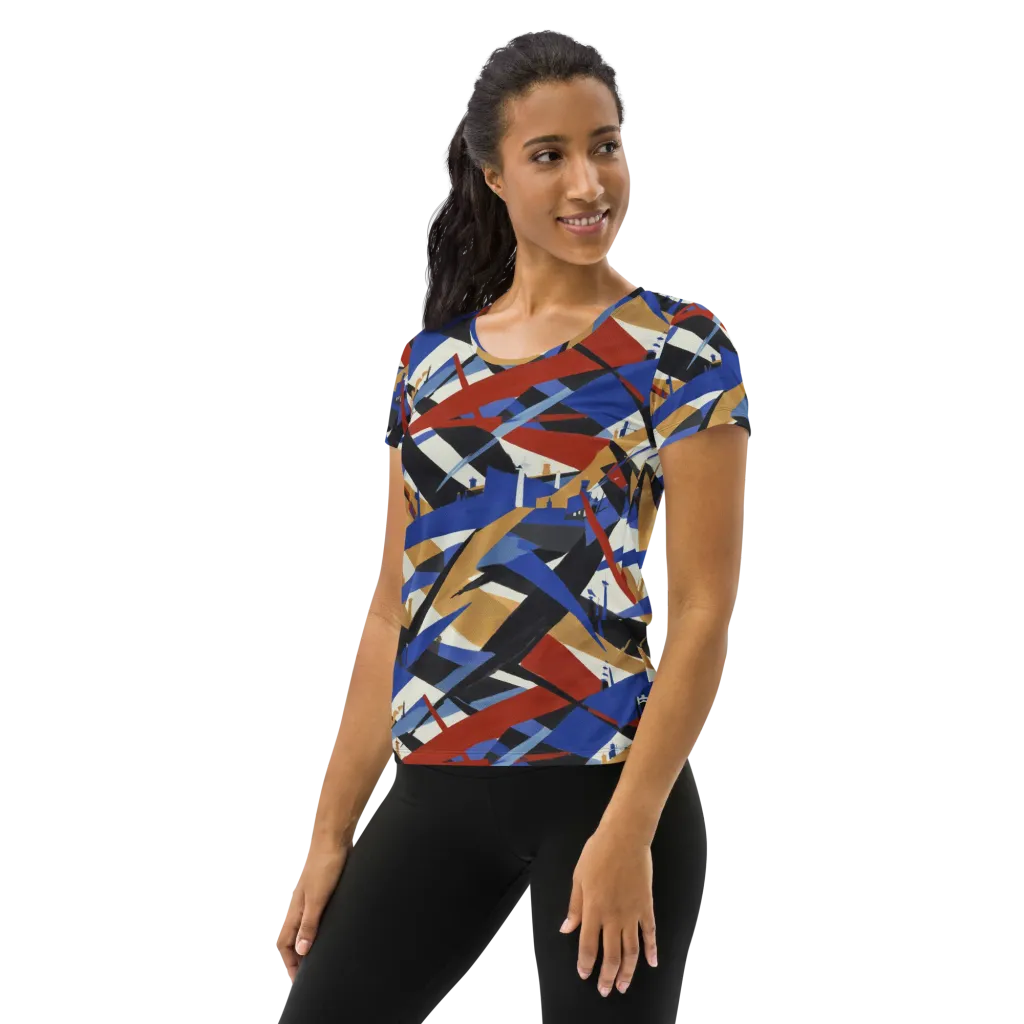 Cobalt Crosswind on Women's Athletic T-Shirt — Left