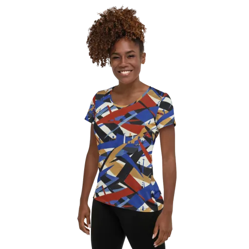 Cobalt Crosswind on a Women's Athletic T-Shirt