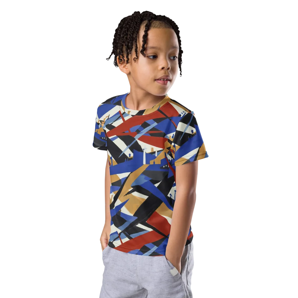 Cobalt Crosswind on Kids Crew Neck T-Shirt — Left Front
