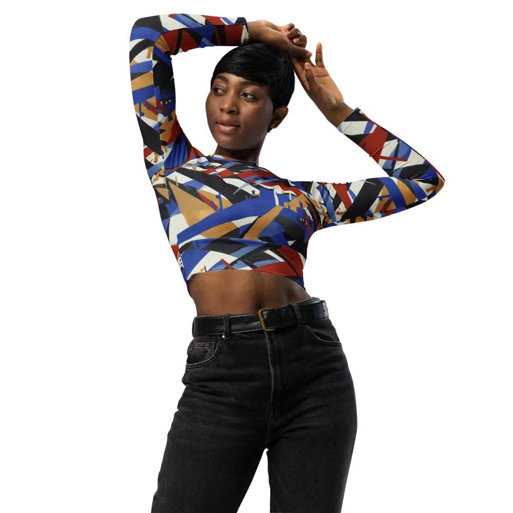 Cobalt Crosswind on Long Sleeve Crop Top — Front
