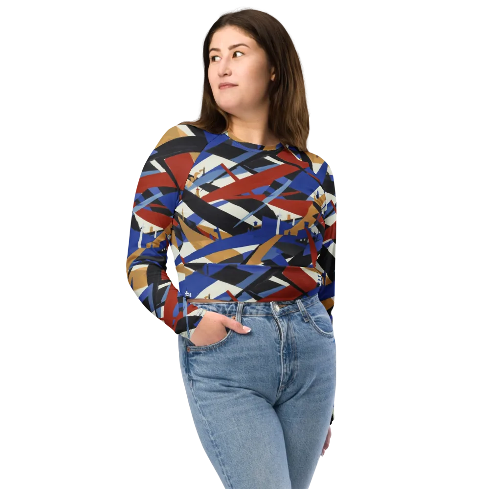 Cobalt Crosswind on Long Sleeve Crop Top — Front