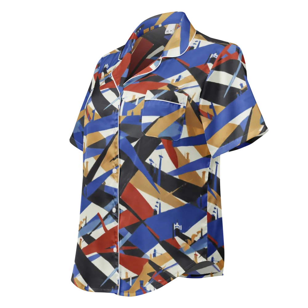 Cobalt Crosswind on Women's Short Sleeve Pajama Top — Left Front