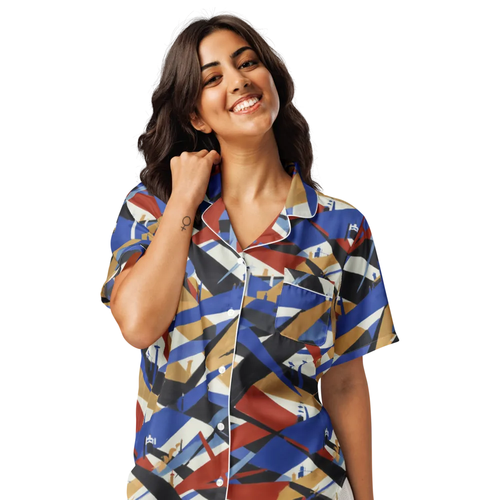 Cobalt Crosswind on Women's Short Sleeve Pajama Top — Front