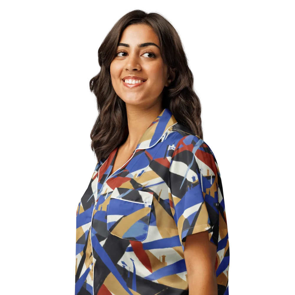 Cobalt Crosswind on Women's Short Sleeve Pajama Top — Left Front
