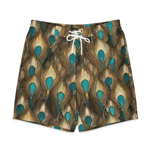 Gilded Teal Plume on a Men's Board Shorts