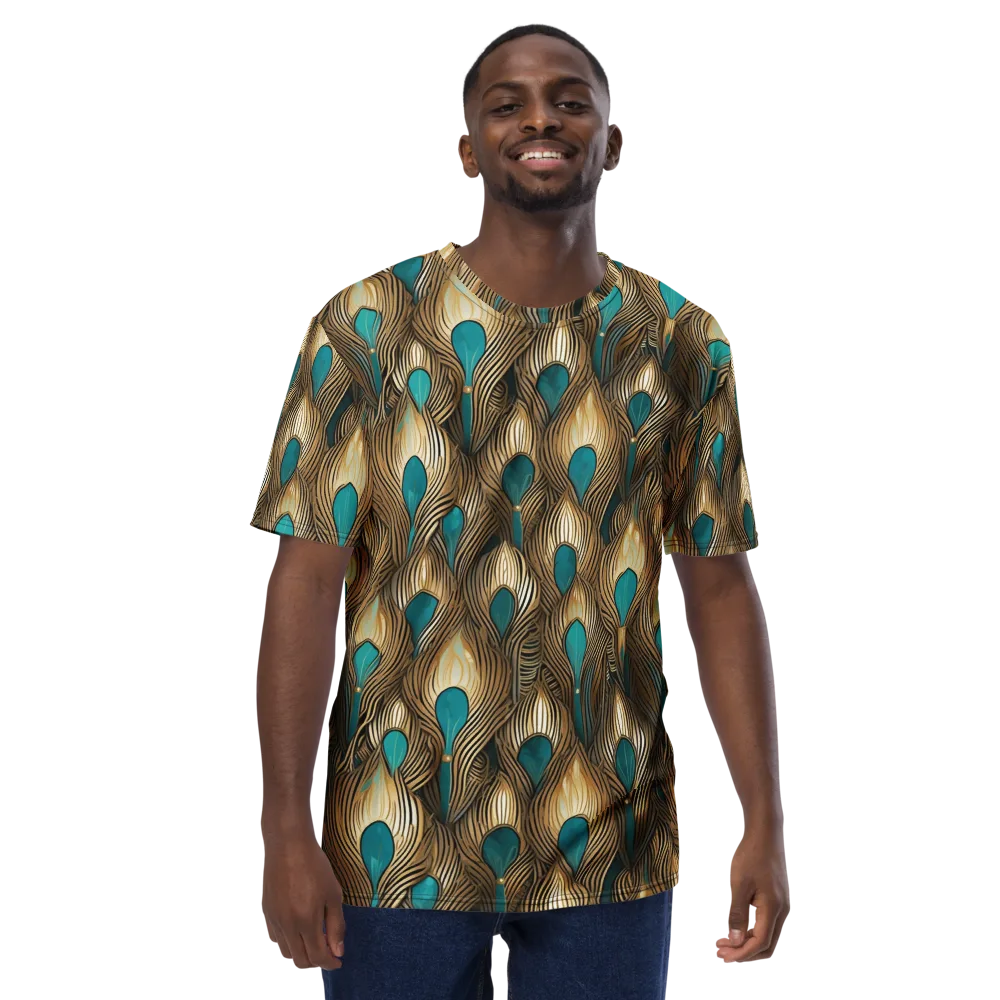 Gilded Teal Plume on Men's Crew Neck T-Shirt — Front