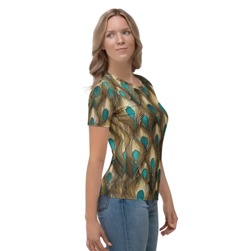 Gilded Teal Plume on a Women's Crew Neck T-Shirt