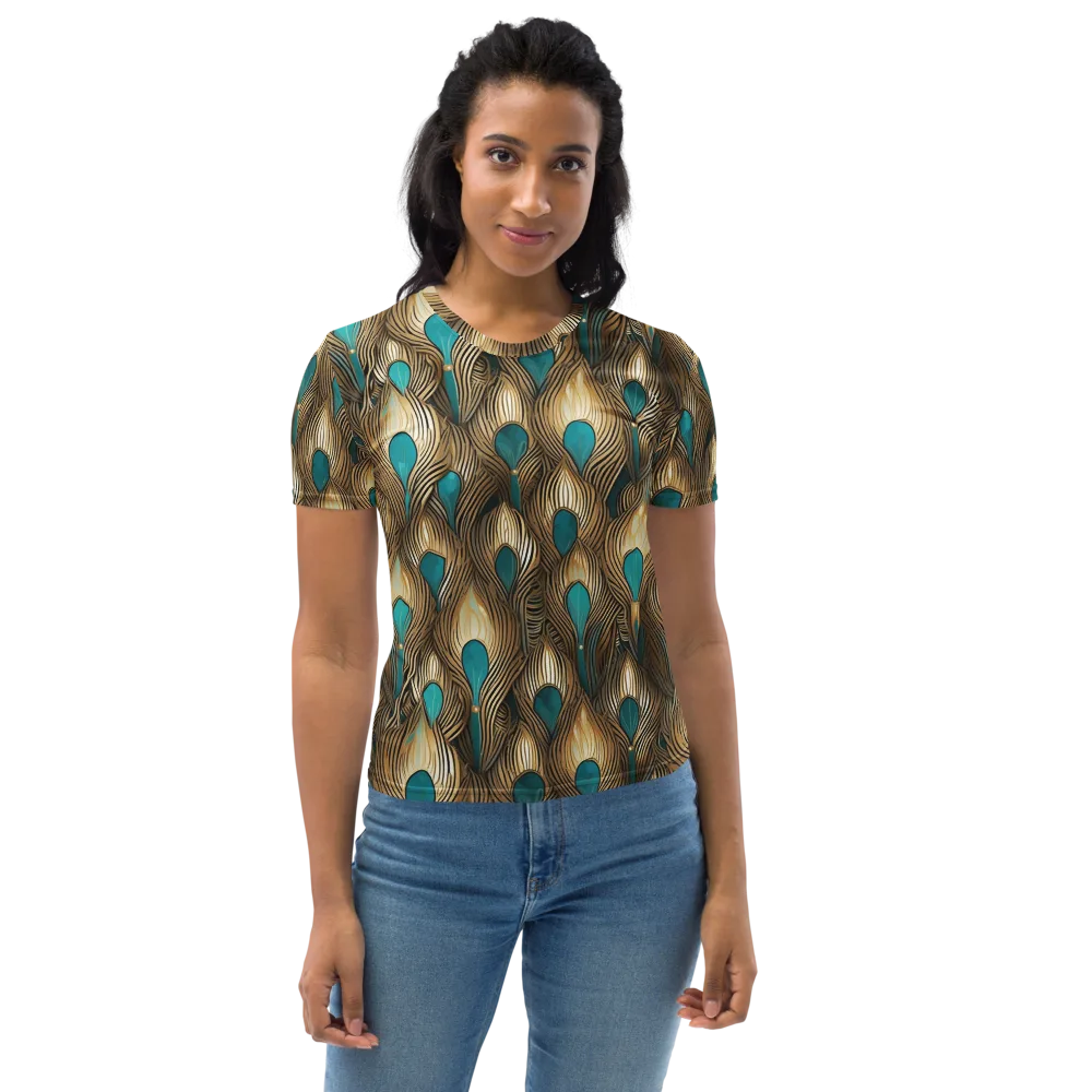 Gilded Teal Plume on Women's Crew Neck T-Shirt — Front