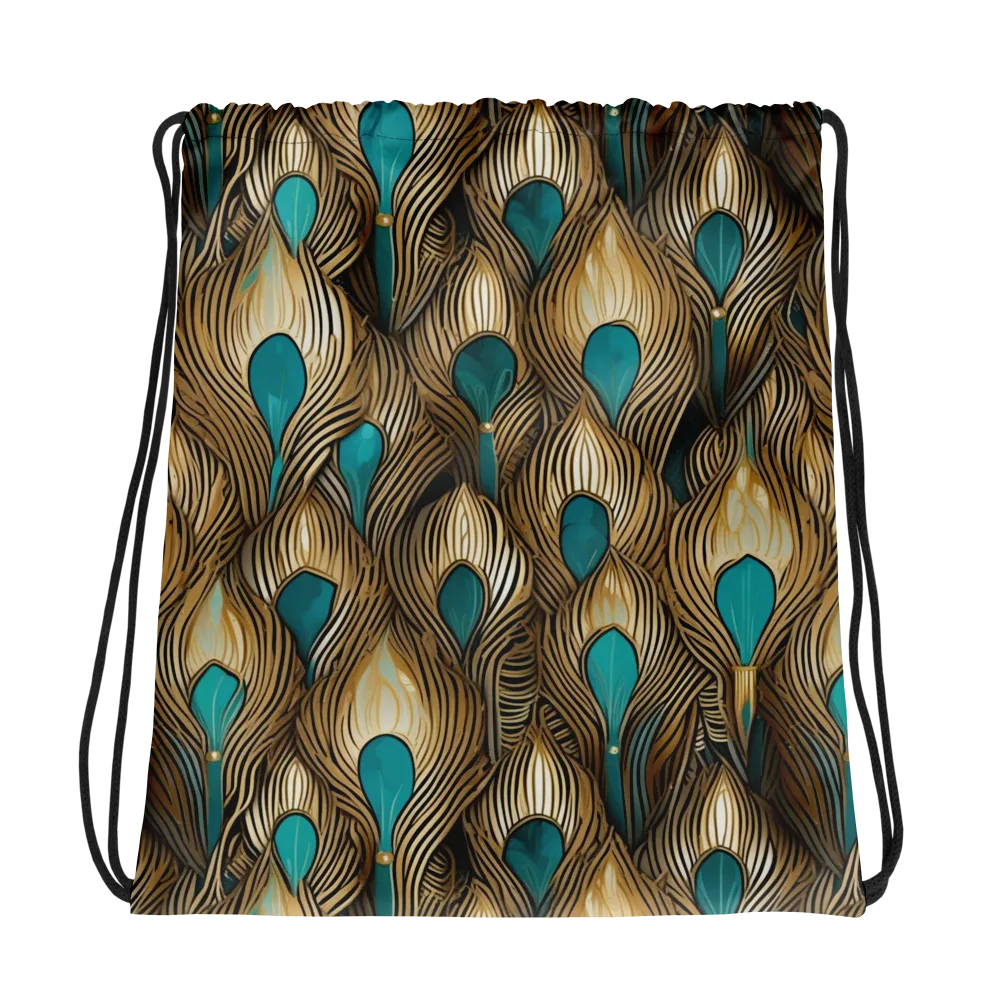 Gilded Teal Plume on Drawstring Bag — Photo