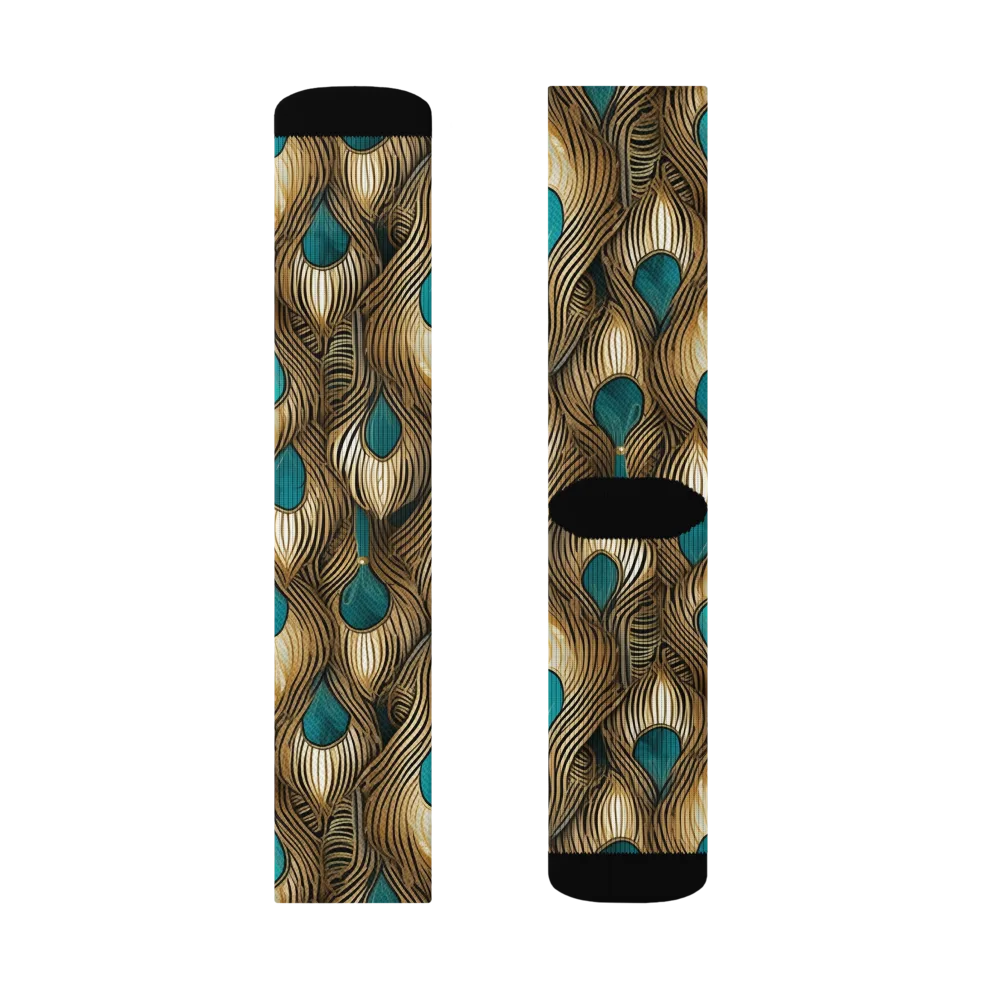 Gilded Teal Plume on Socks — Left Sock