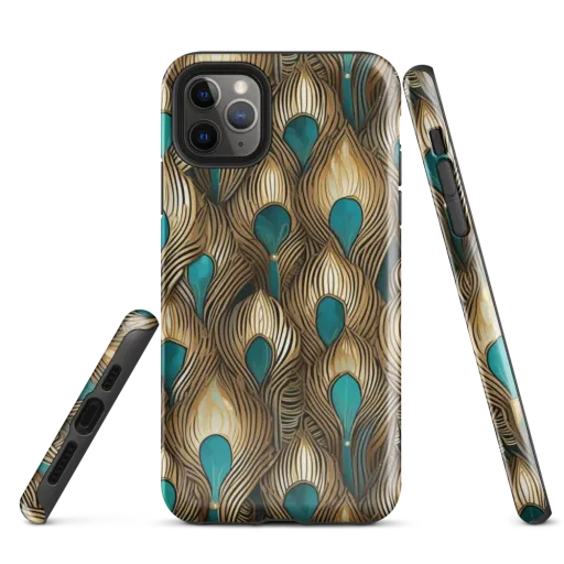 Gilded Teal Plume on a Tough Case for iPhone®