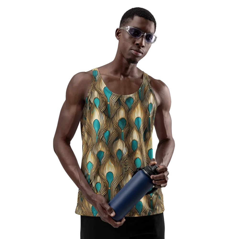 Gilded Teal Plume on Men's Tank Top — Front