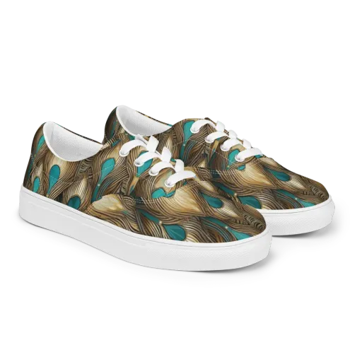 Gilded Teal Plume on a Men's Lace-Up Canvas Shoes