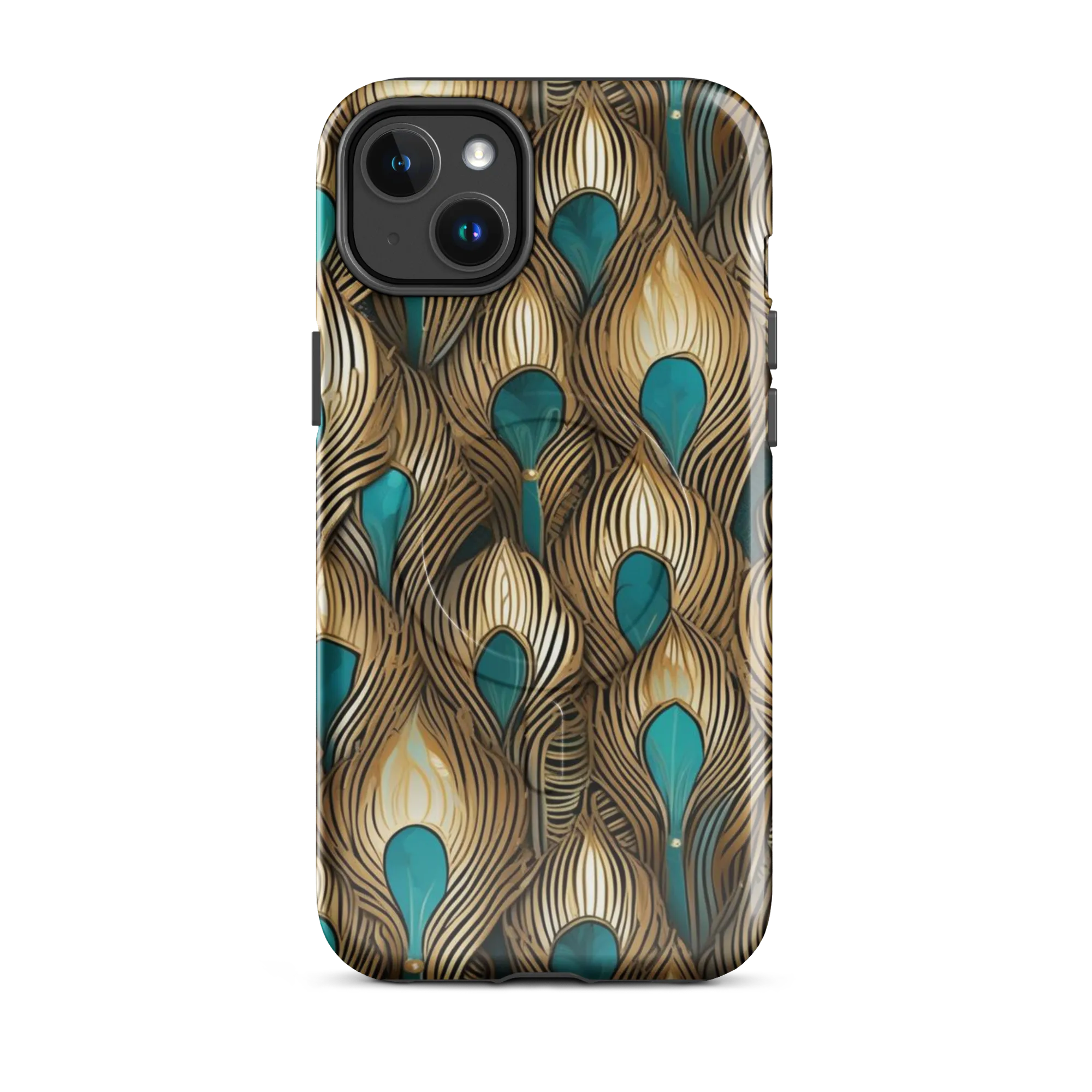 Gilded Teal Plume on MagSafe Tough Case for iPhone® — Front