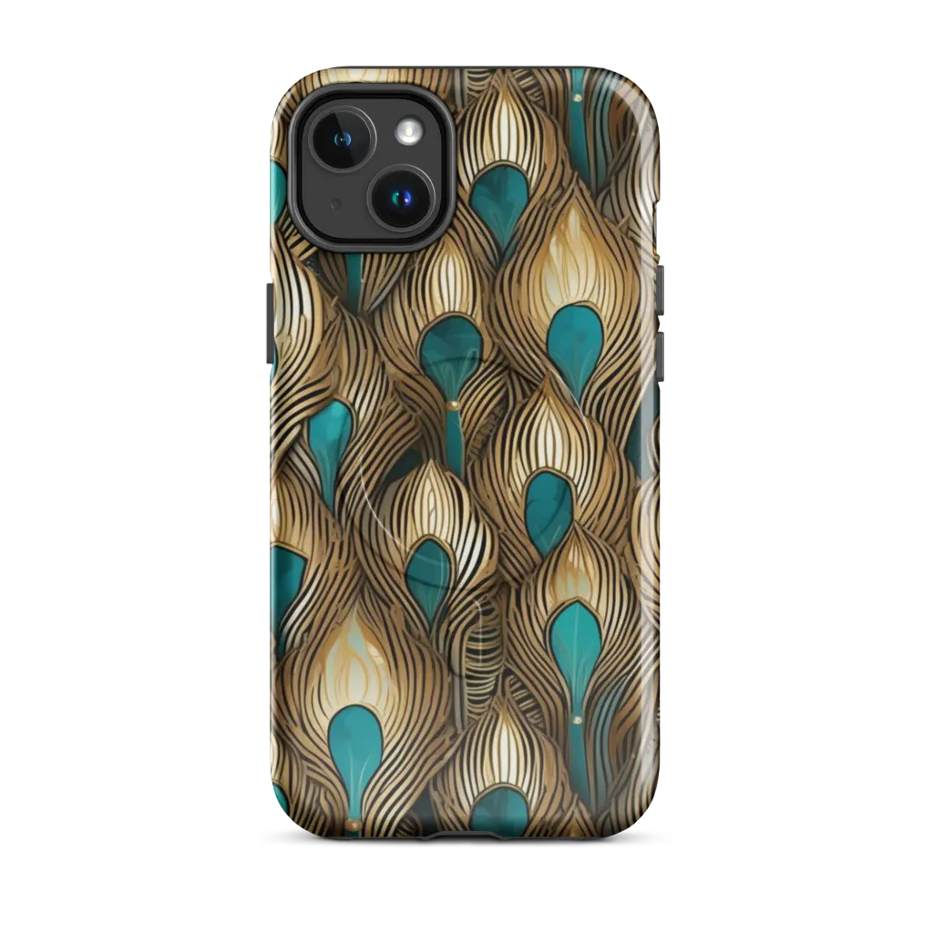 Gilded Teal Plume on MagSafe Tough Case for iPhone® — Front