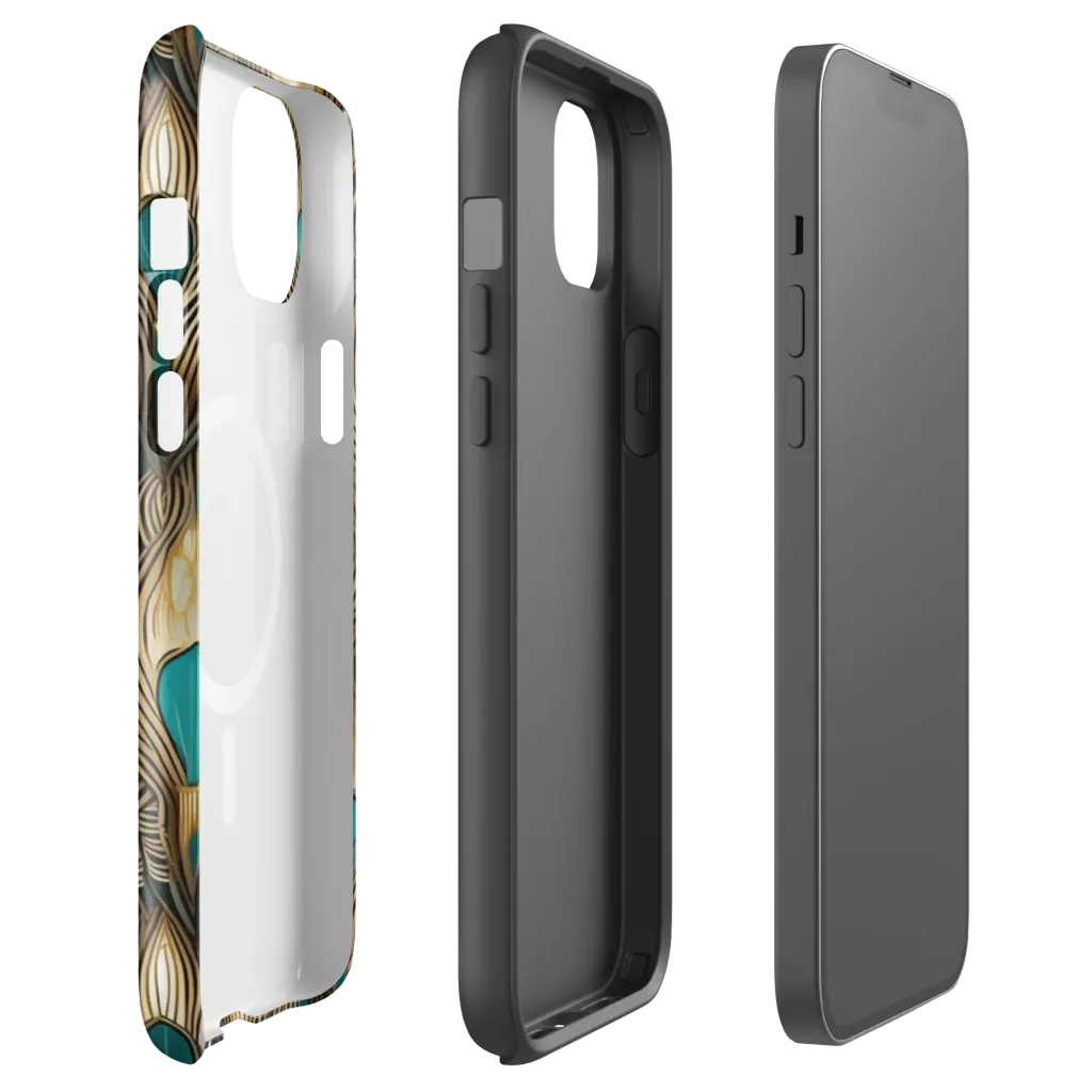 Gilded Teal Plume on MagSafe Tough Case for iPhone® — Front
