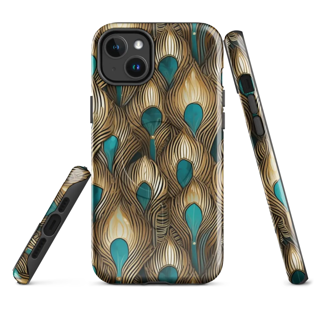 Gilded Teal Plume on MagSafe Tough Case for iPhone® — Front