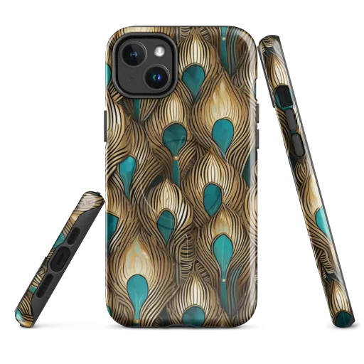Gilded Teal Plume on a MagSafe Tough Case for iPhone®