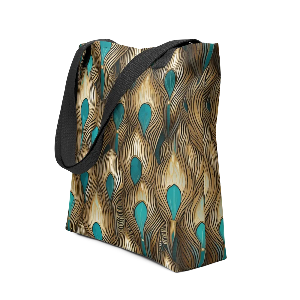 Gilded Teal Plume on Tote Bag — Front