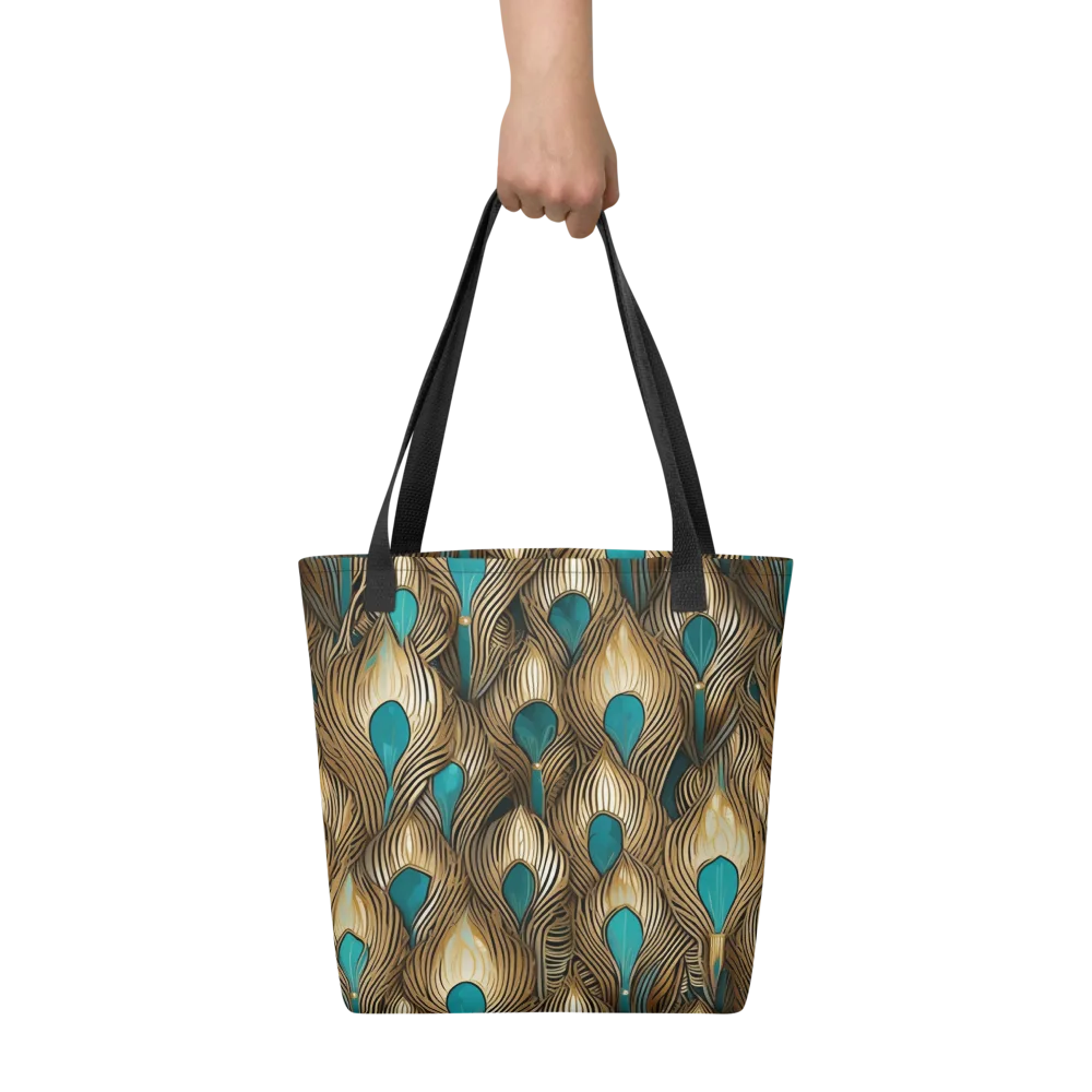 Gilded Teal Plume on Tote Bag — Front