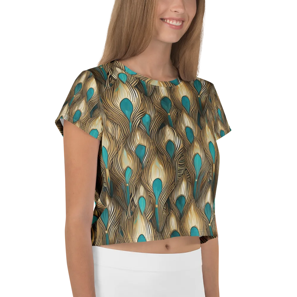 Gilded Teal Plume on Crop Tee — Right