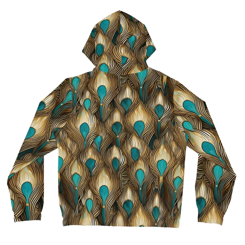 Gilded Teal Plume on Women's Full-Zip Hoodie — Back