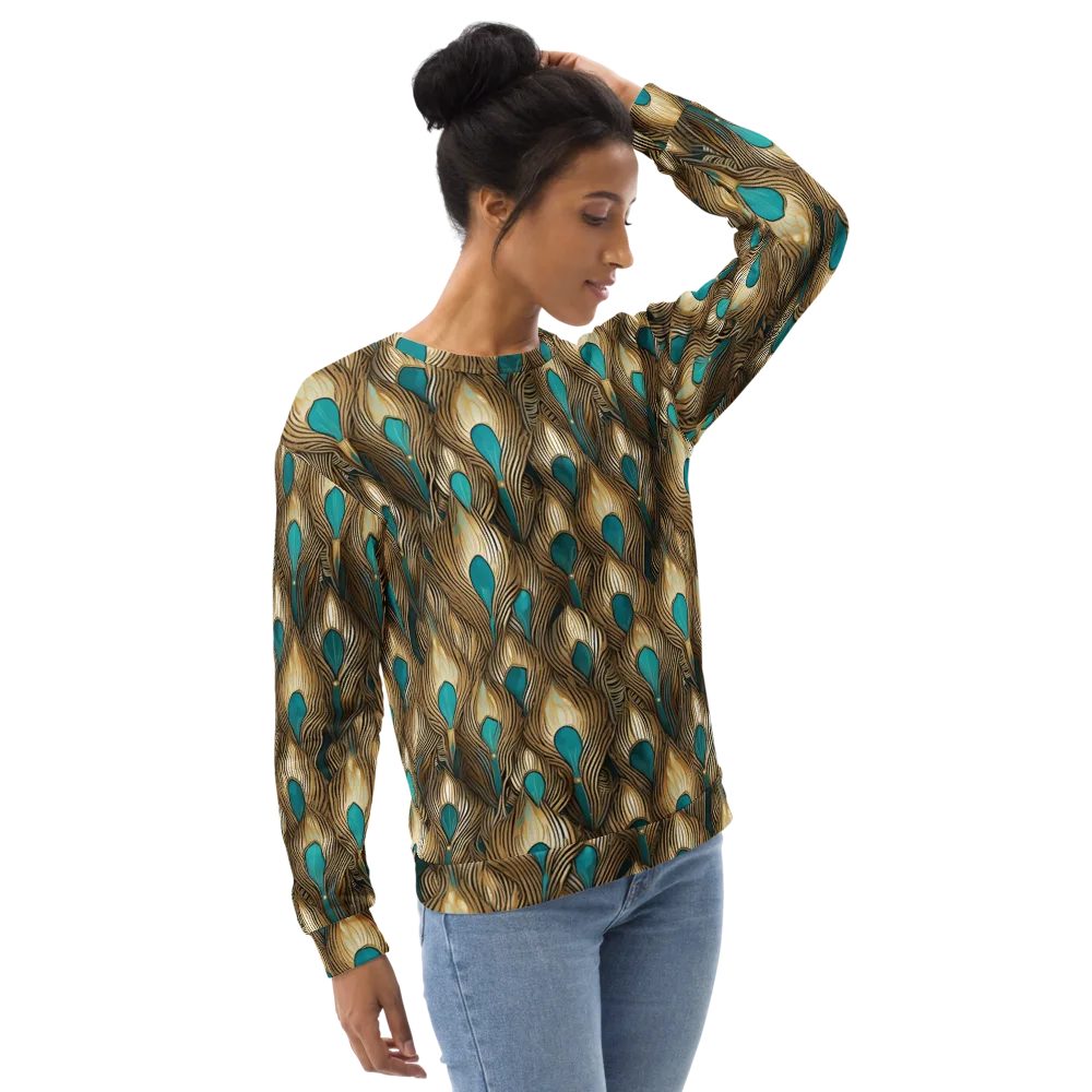 Gilded Teal Plume on Sweatshirt — Right Front