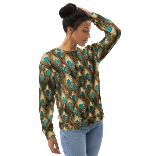 Gilded Teal Plume on a Sweatshirt