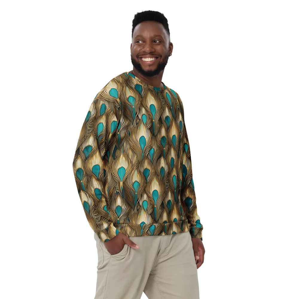Gilded Teal Plume on Sweatshirt — Front