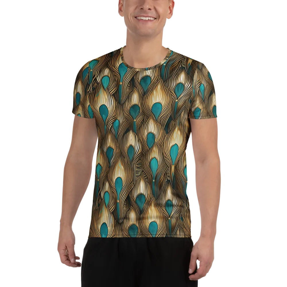 Gilded Teal Plume on Men's Athletic T-Shirt — Front