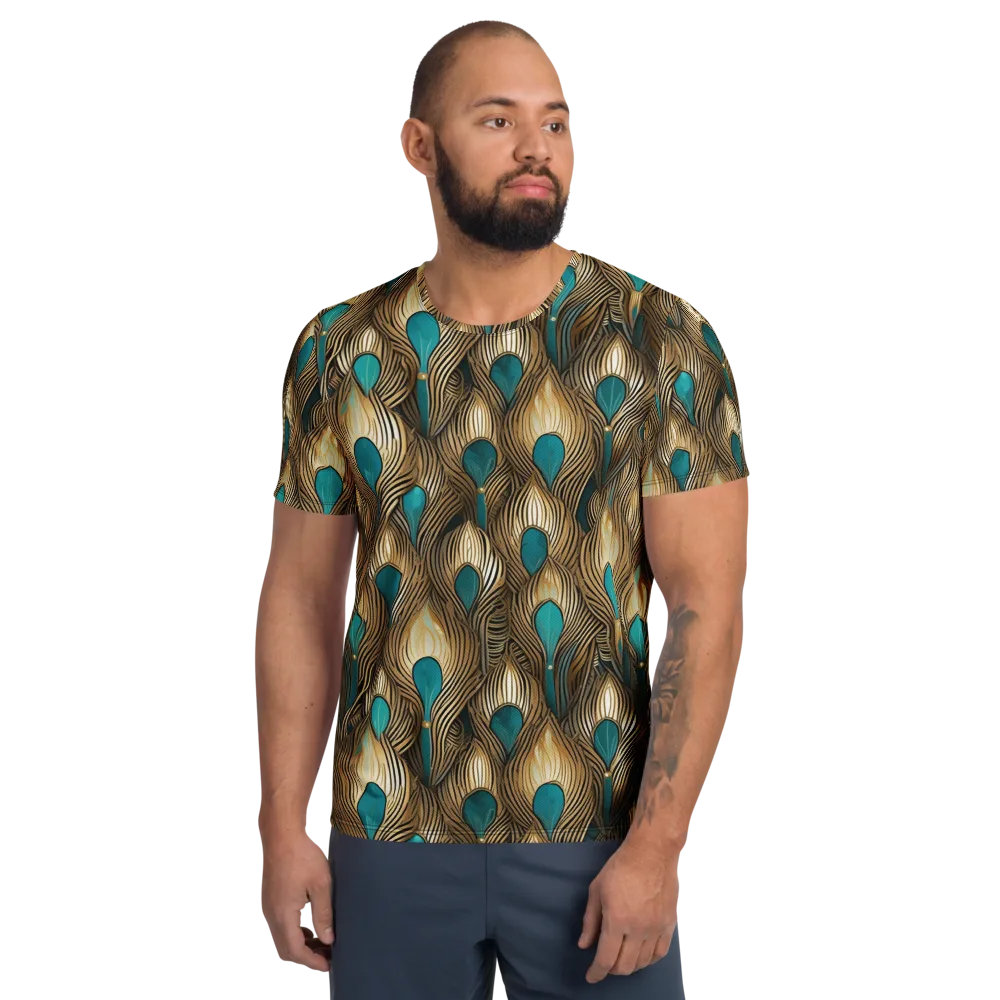 Gilded Teal Plume on Men's Athletic T-Shirt — Front
