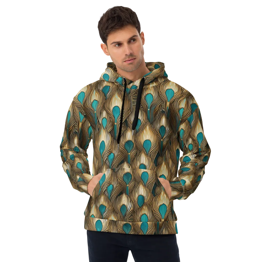 Gilded Teal Plume on Hoodie — Front
