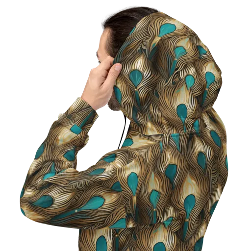 Gilded Teal Plume on a Hoodie