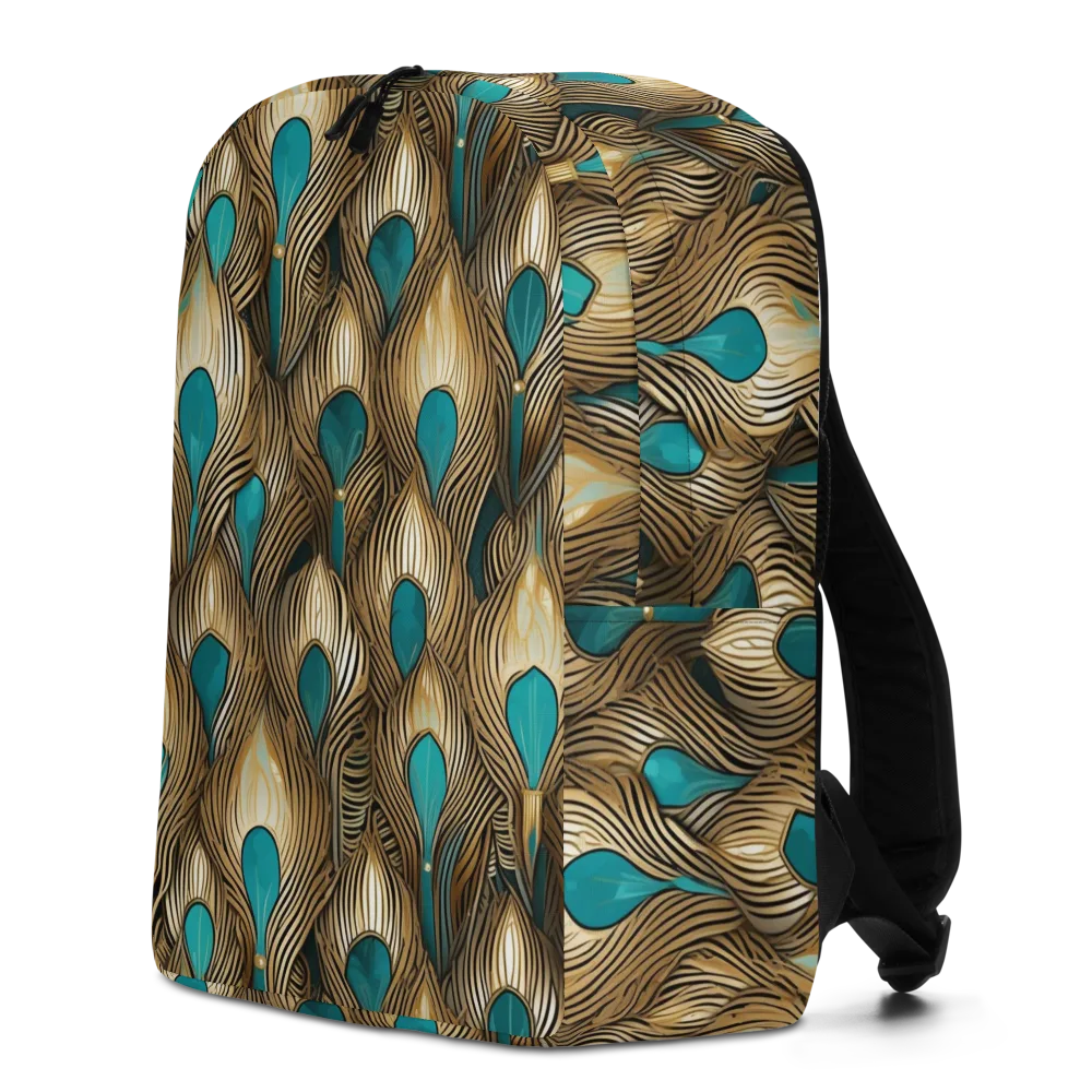 Gilded Teal Plume on Minimalist Backpack — Left