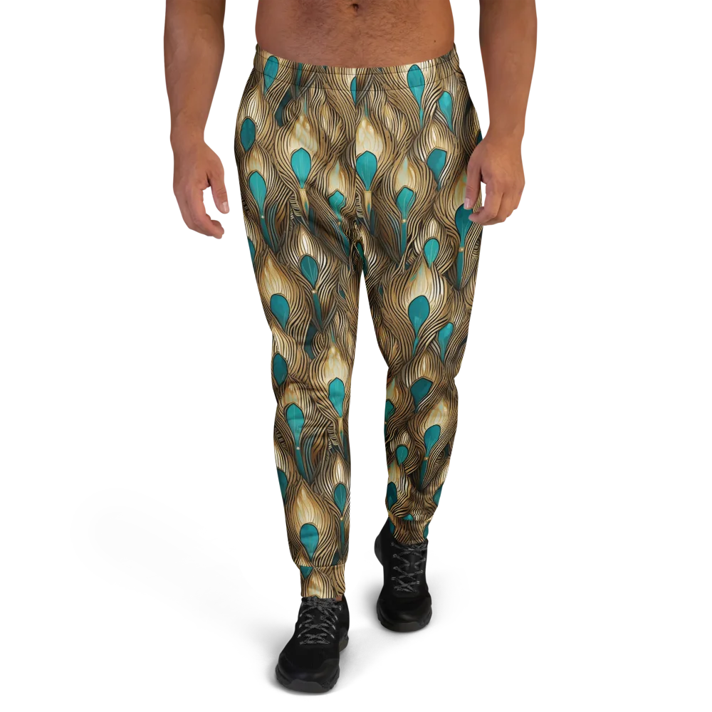Gilded Teal Plume on Men's Joggers — Front