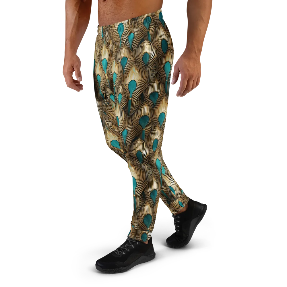 Gilded Teal Plume on Men's Joggers — Left