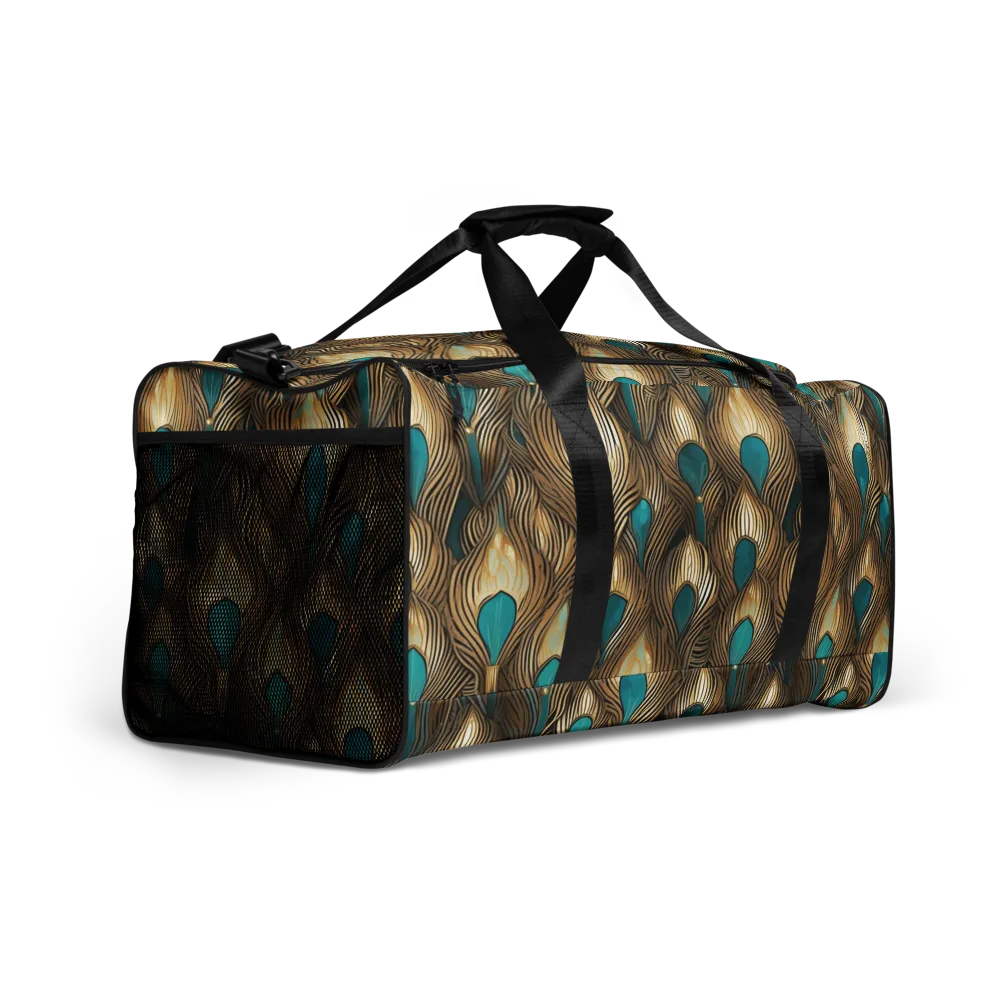 Gilded Teal Plume on Duffle Bag — Right Front