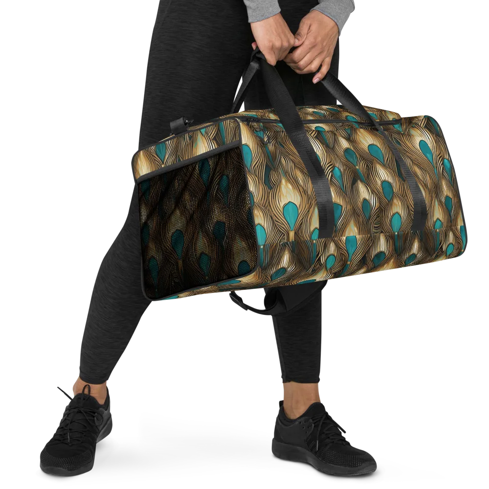 Gilded Teal Plume on Duffle Bag — Right Front