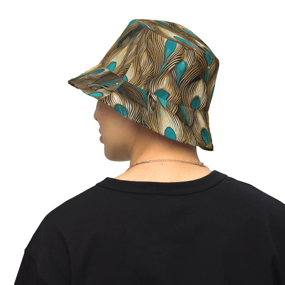 Gilded Teal Plume on Reversible Bucket Hat — Back Inside