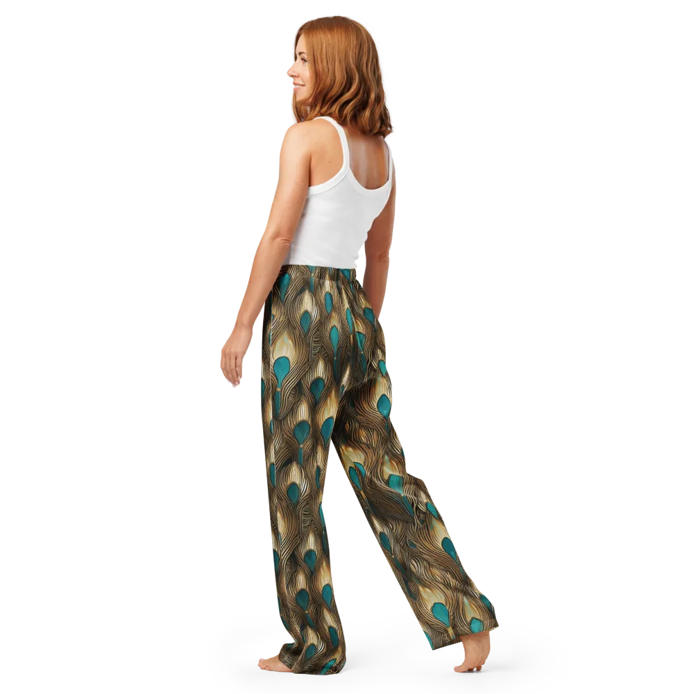 Gilded Teal Plume on Women's Pajama Pants — Back