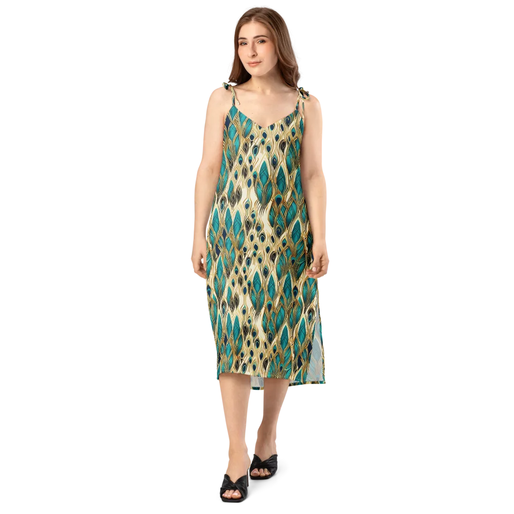 Aurum Featherfall on Slip Dress — Front