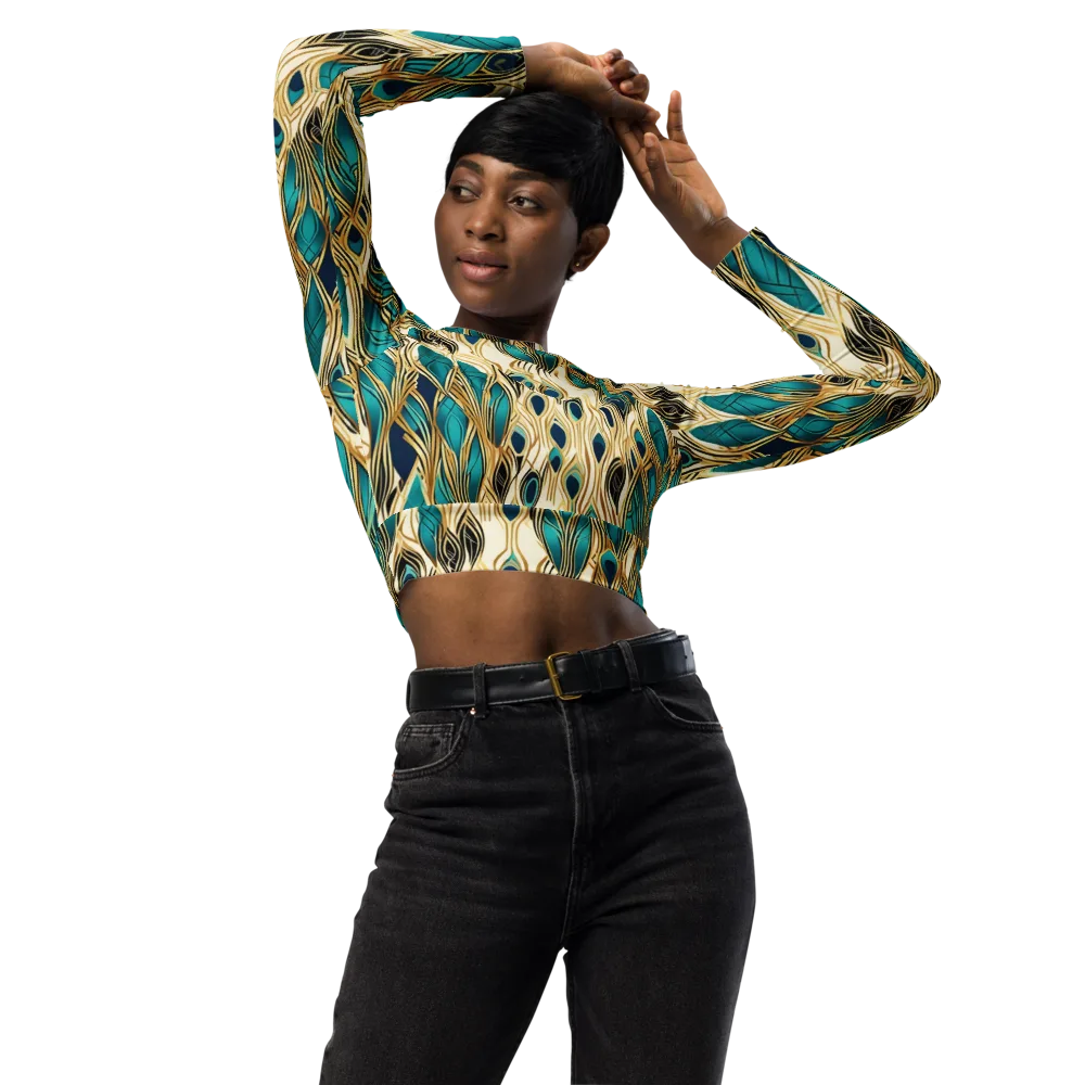 Aurum Featherfall on Long Sleeve Crop Top — Front