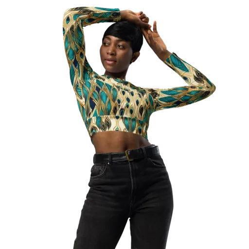 Aurum Featherfall on a Long Sleeve Crop Top