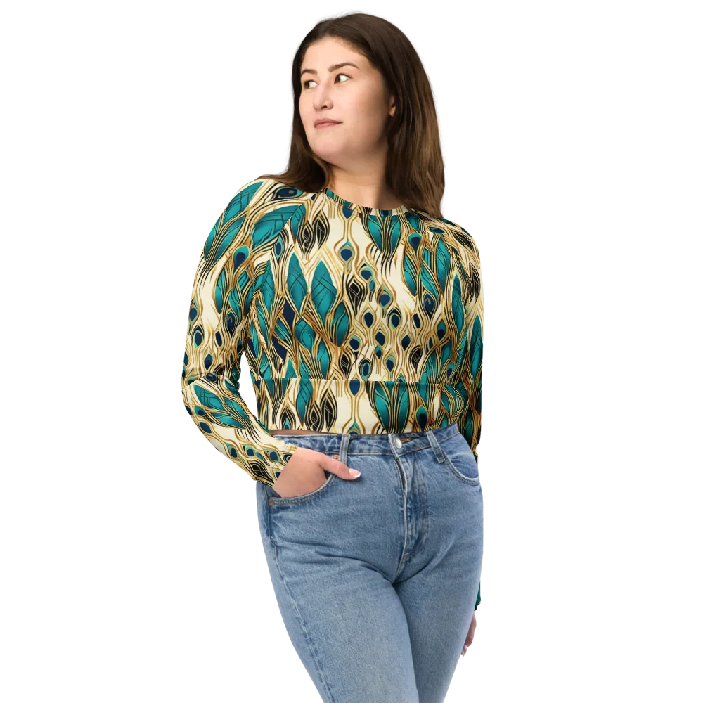 Aurum Featherfall on Long Sleeve Crop Top — Front
