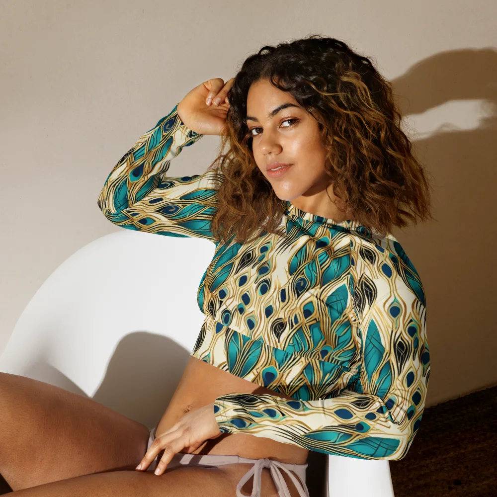Aurum Featherfall on Long Sleeve Crop Top — Left Front